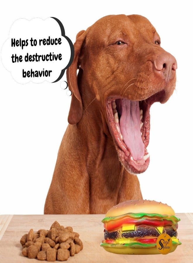 سايج سكوير لعبة برجر للكلاب من الفينيل على شكل مربع من سيج، تصدر صوتاً عند المضغ | لعبة متعددة الألوان على شكل برجر تصدر صوتاً عند المضغ | متينة وآمنة وتفاعلية | مثالية للكلاب الصغيرة والمتوسطة الحجم | تعزز وقت اللعب وتدعم صحة الأسنان - Image 4